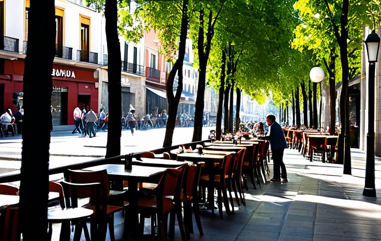 전통 장류 자가 제조의 재미있는 사실 - Street Cafe Scene**

"A bustling street cafe in Madrid, Spain, during the late afternoon. People are...