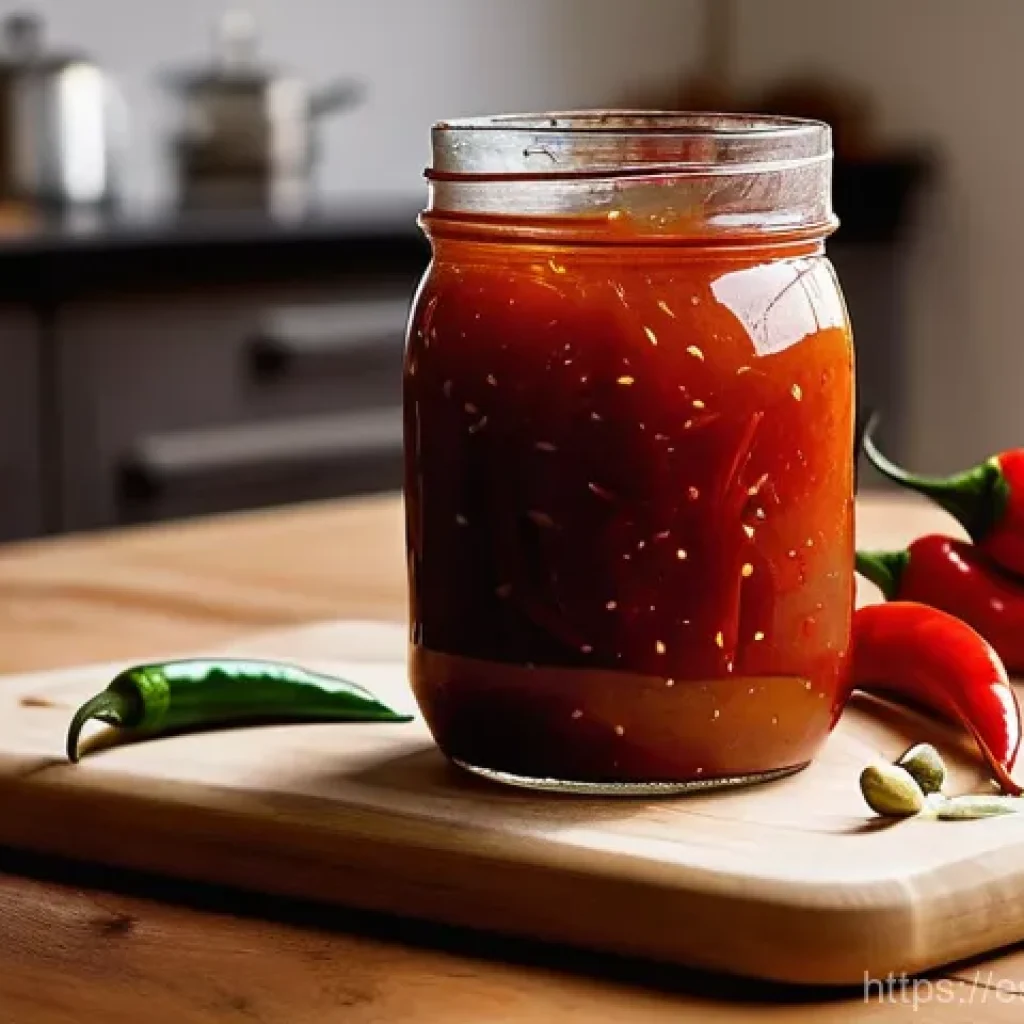 전통 장류 자가 제조 성공을 위한 팁 - **Prompt:** A close-up, high-definition photograph of a clear glass mason jar filled with a vibrant,...