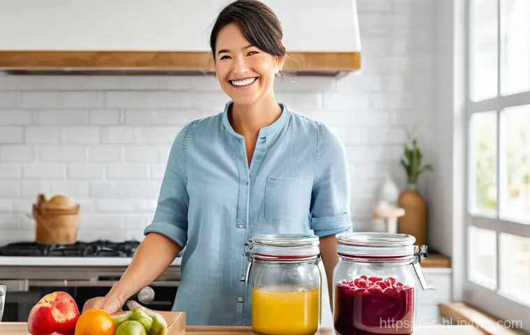 전통 장류 만들기 위한 스마트 가전 활용법 - **Prompt 1: The Modern Kitchen Alchemist**
A happy and content woman in her late 30s, dressed in...